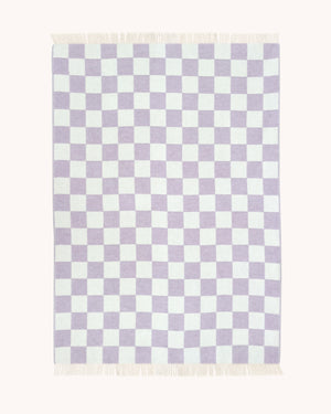 Checkerboard Blanket Lilac White