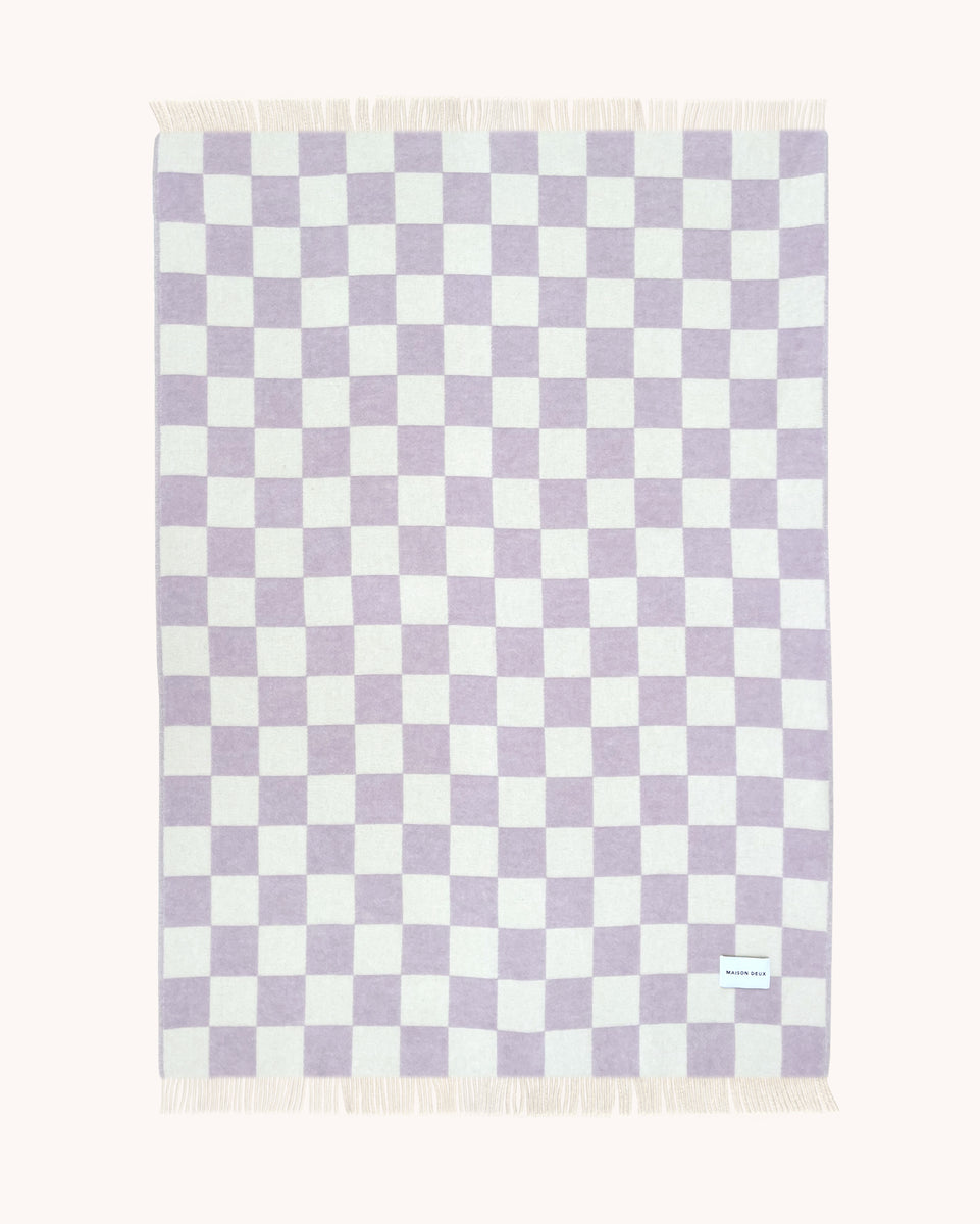 Checkerboard Blanket Lilac White – Maison Deux