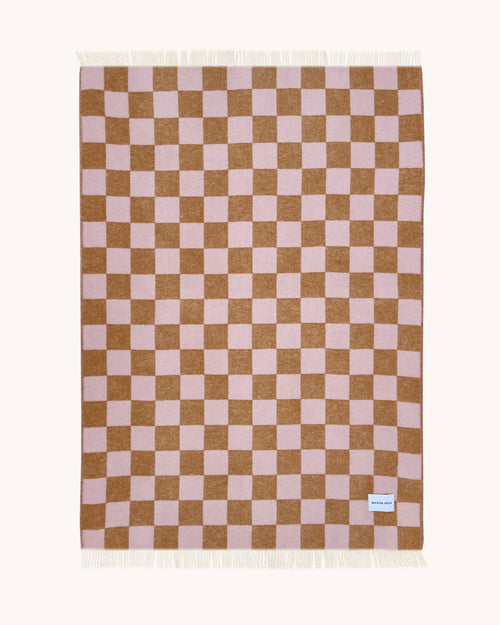 Wool Checkerboard Blanket Terra Pink