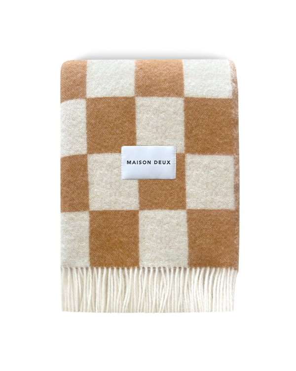 Checkerboard Blanket Terra White