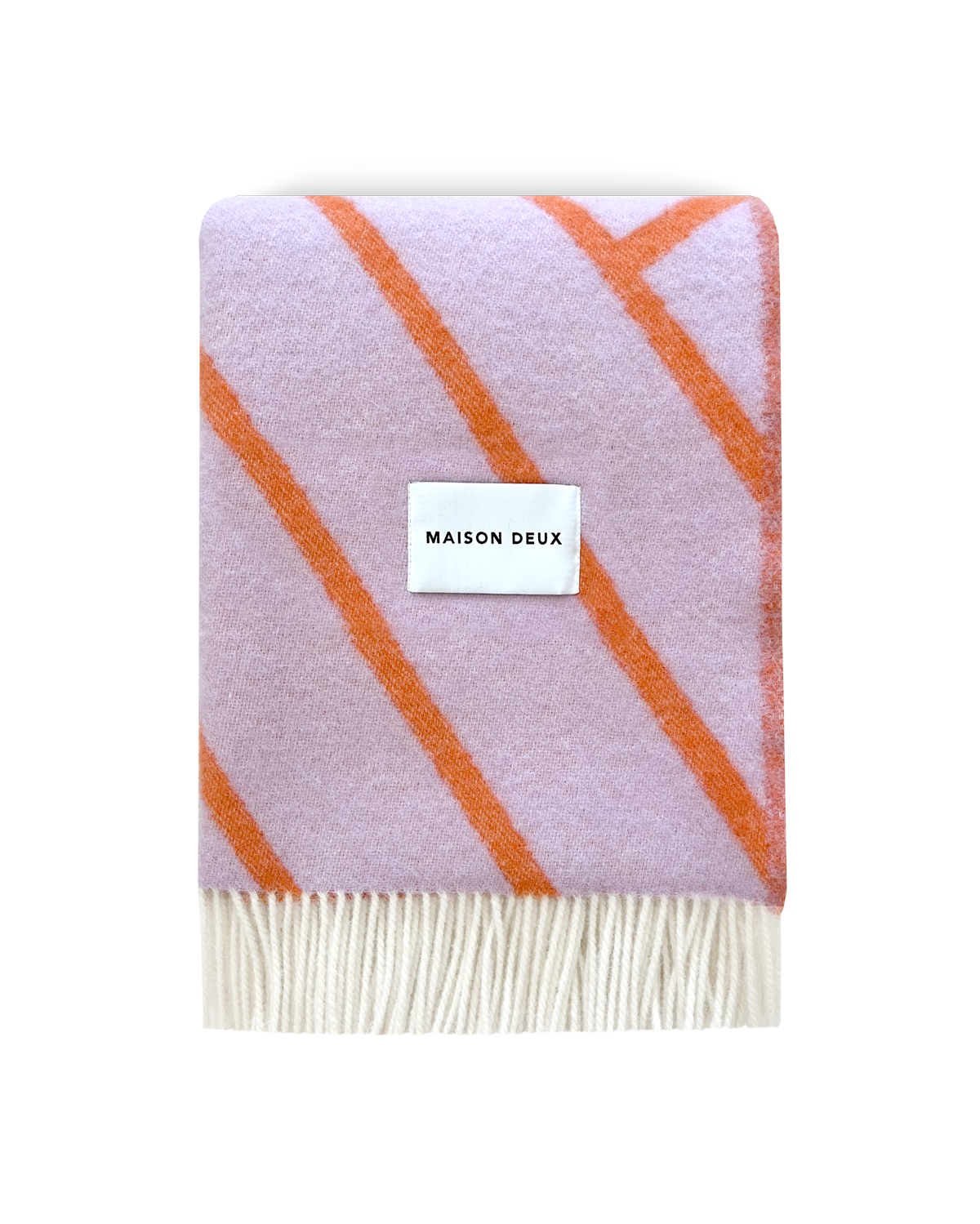 Lines Blanket Lilac Orange - Wool Colorful Plaid