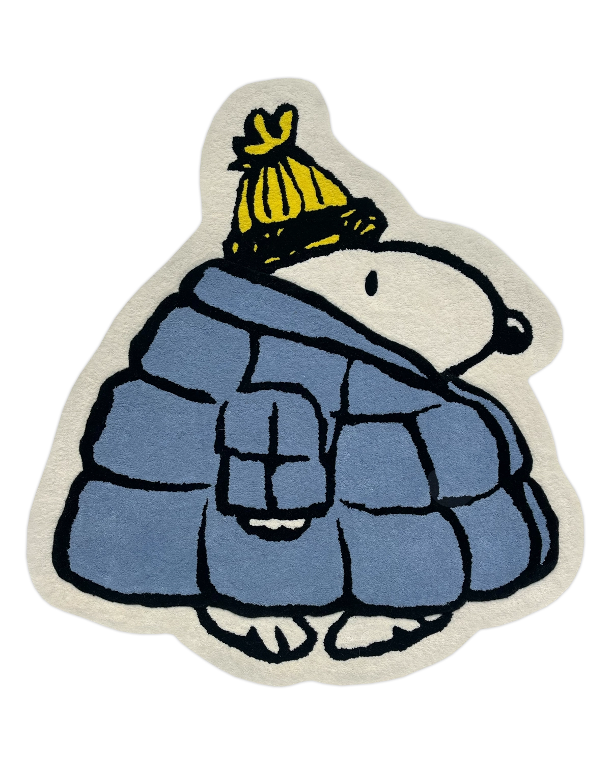 Snoopy Steppjacken-Teppich in Blau-Gelb (110 x 112 cm)