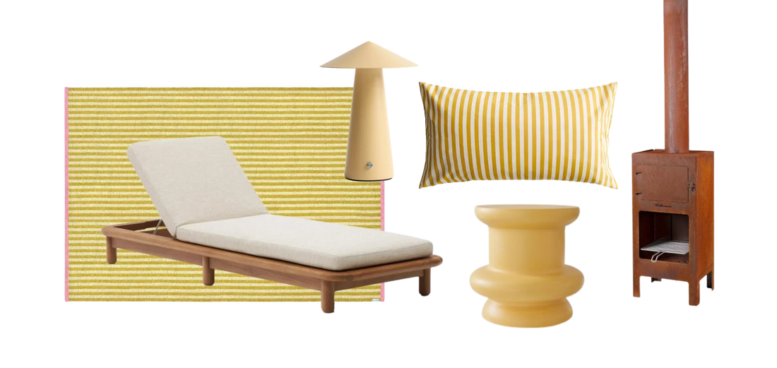 stripe outdoor rug sunburst summer terrace styling