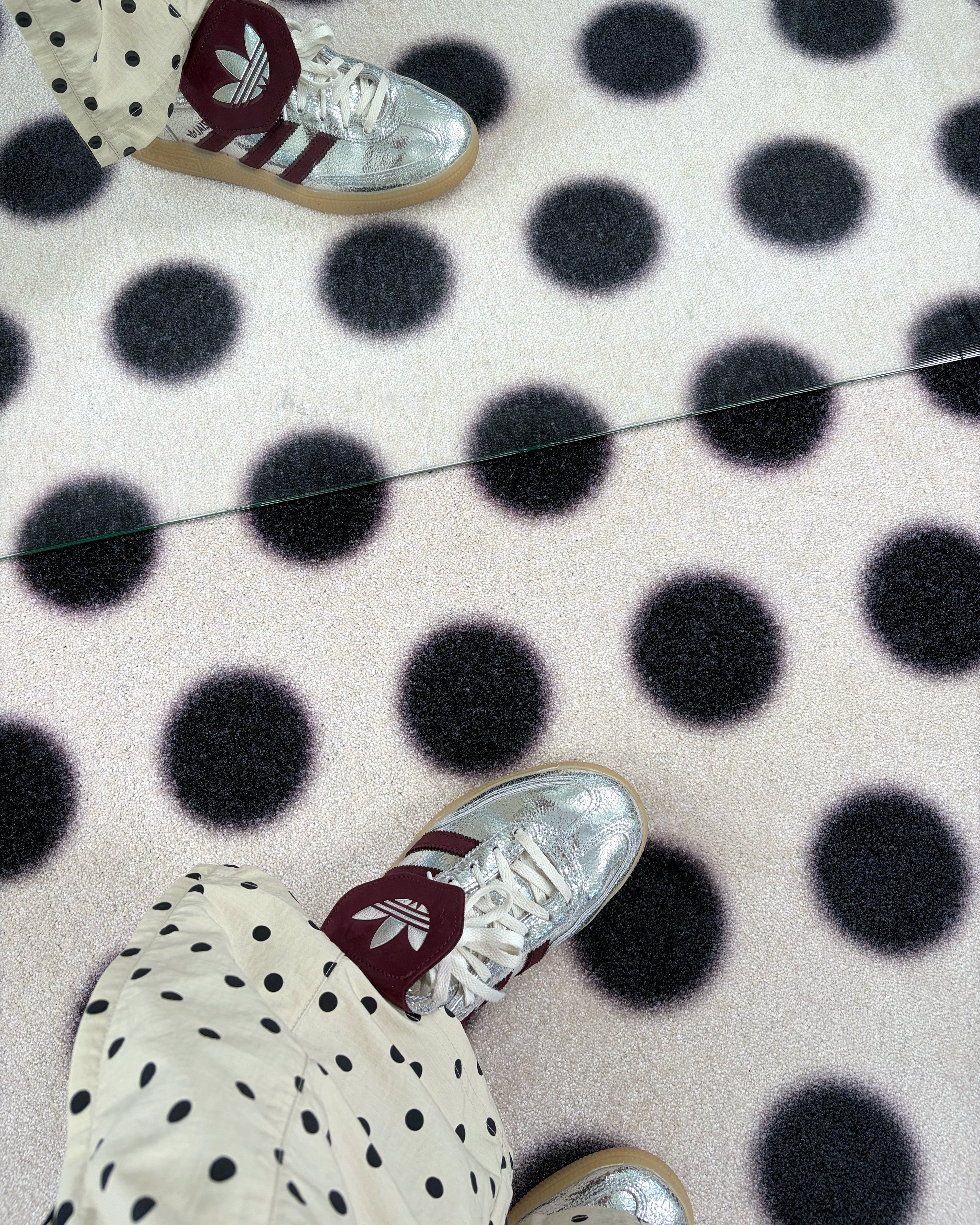 Custom Size Doormat Puffy Polka White Black