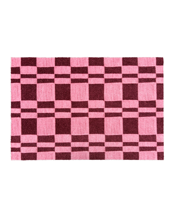 Chalky Check Deurmat Roze Bordeaux