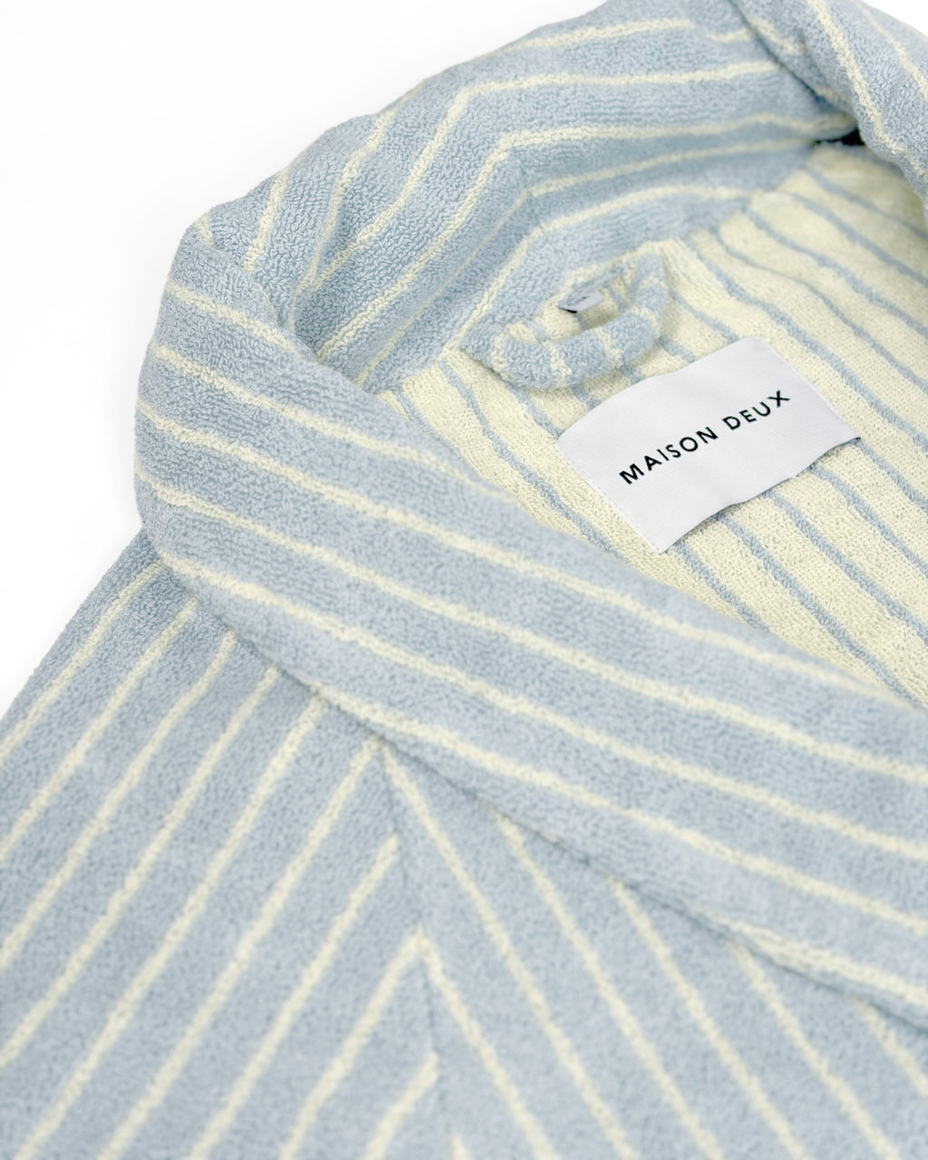 Dual Stripe Bademantel Hellblau-Buttergelb