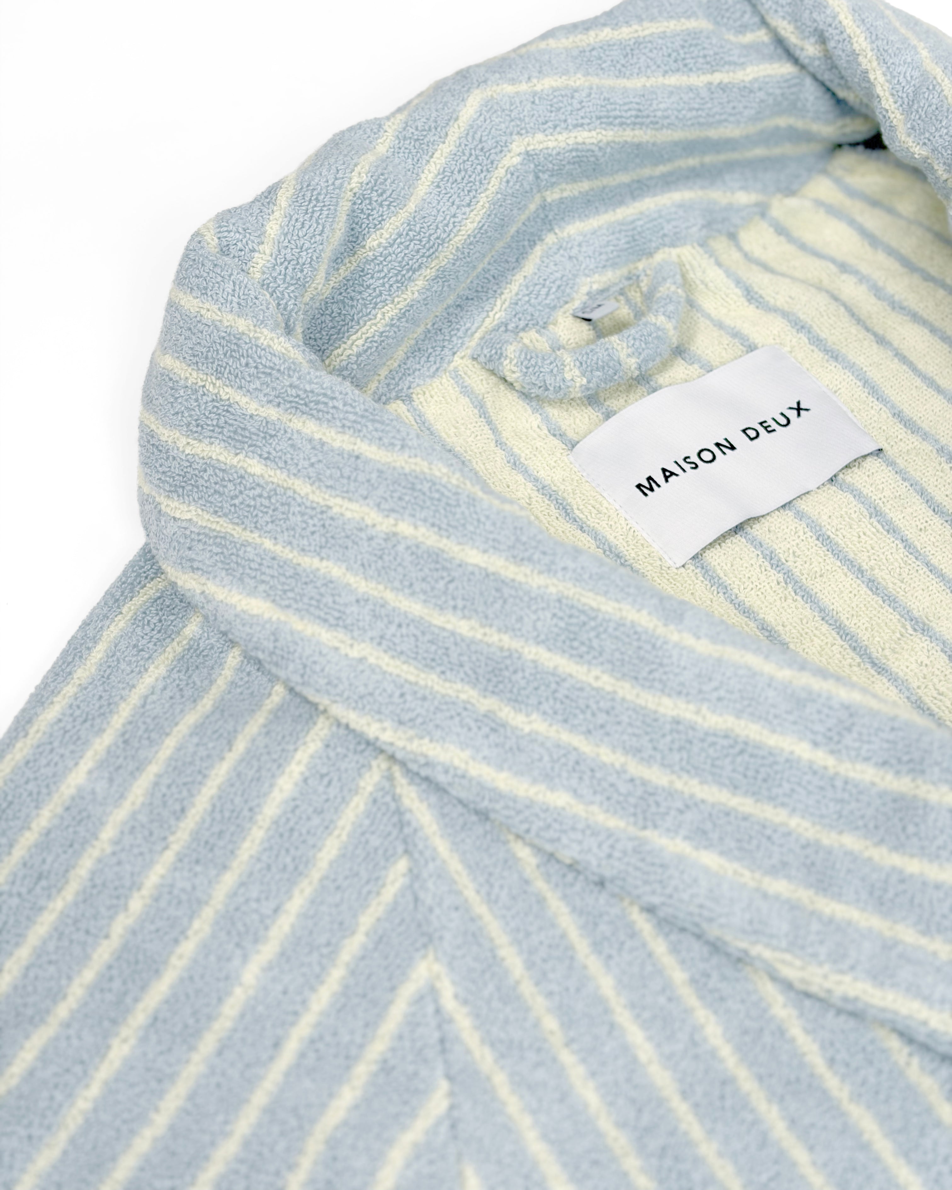 Dual Stripe Bathrobe Blue Butter Yellow
