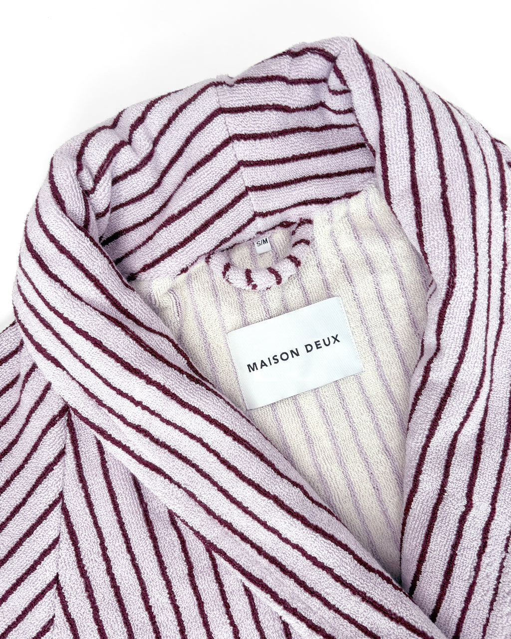Dual Stripe Bademantel Flieder-Bordeaux