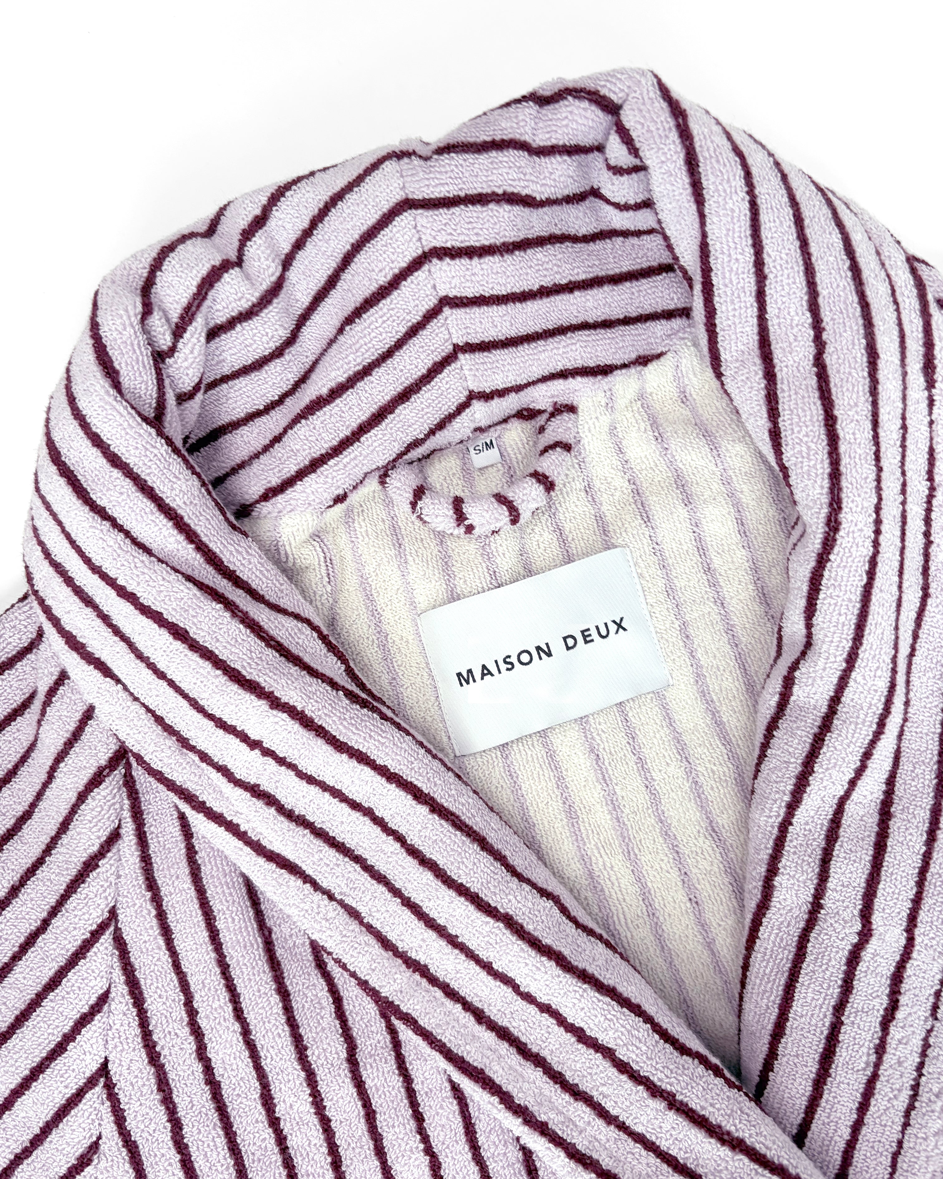 Dual Stripe Bathrobe Lilac Bordo