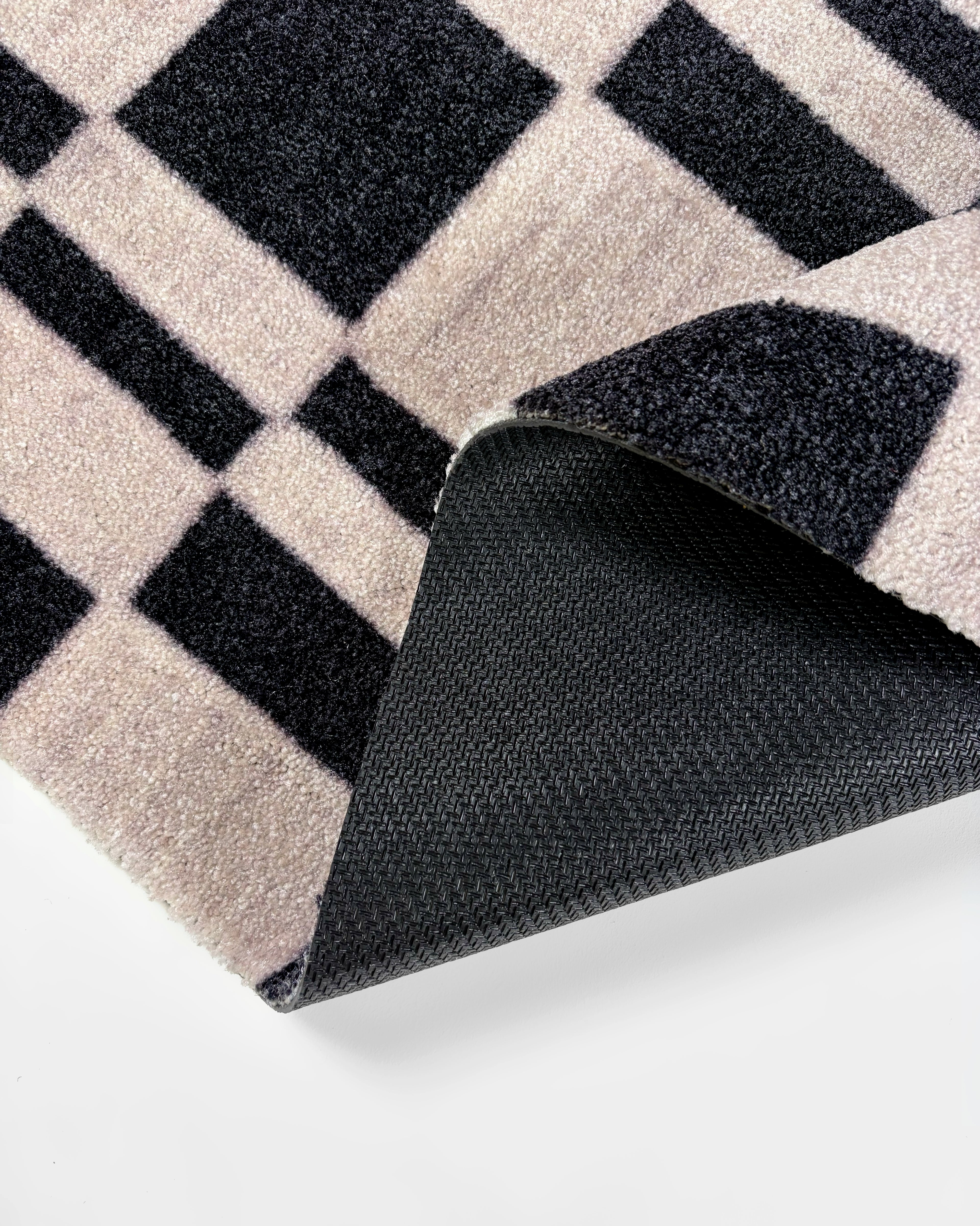 Chalky Check Doormat Black Vanilla