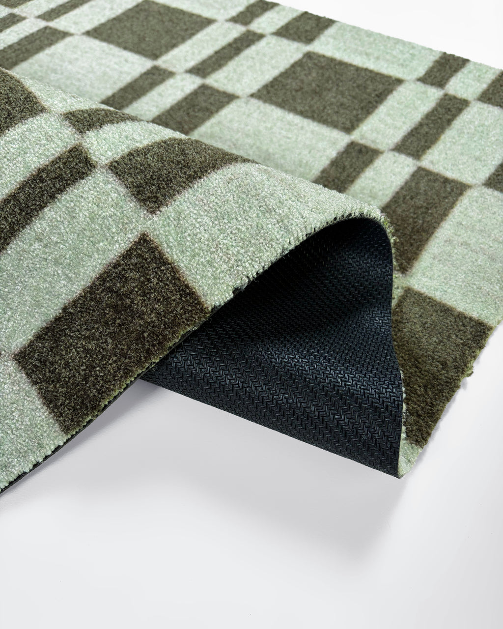 Chalky Check Doormat Olive Sage