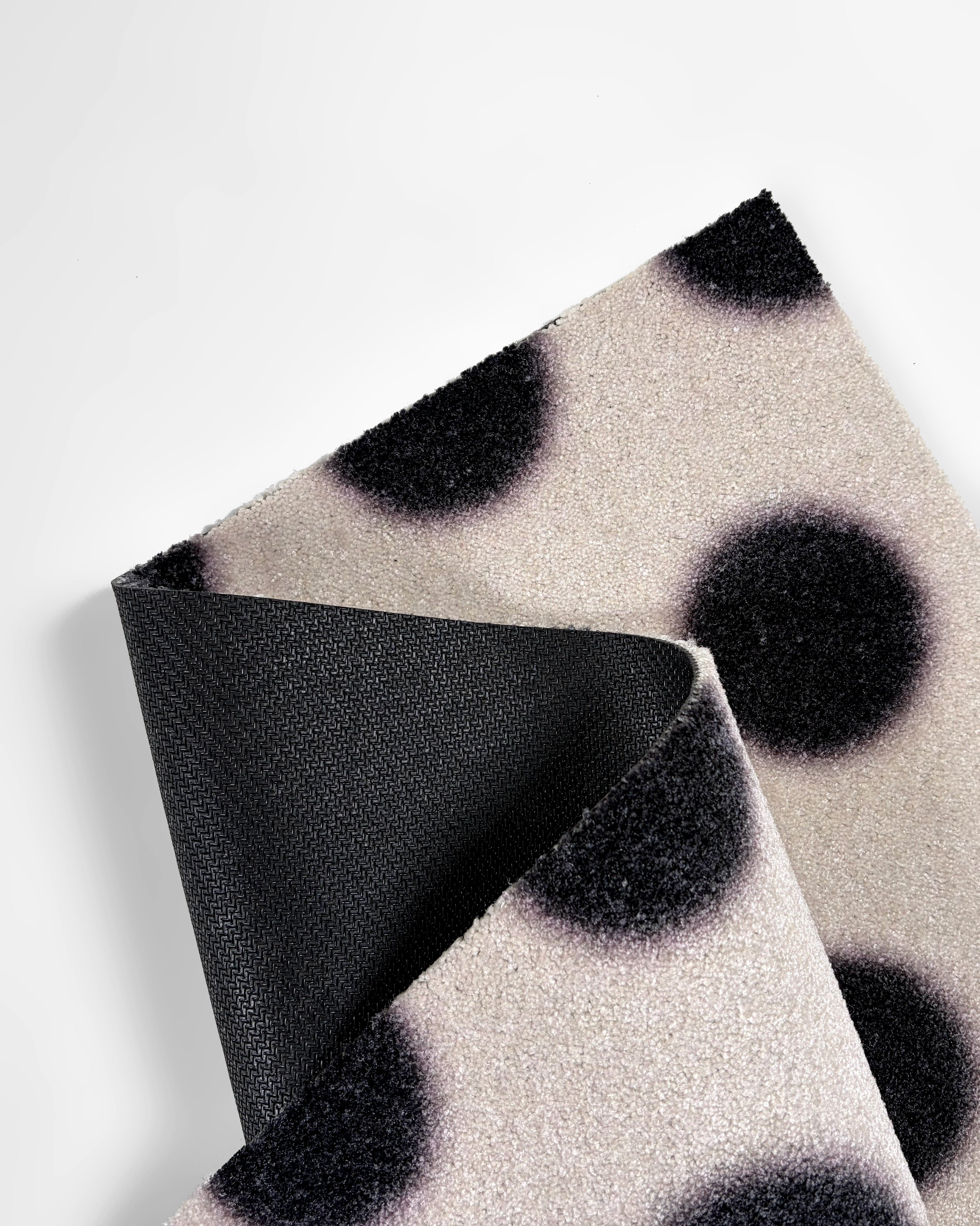 Custom Size Doormat Puffy Polka White Black