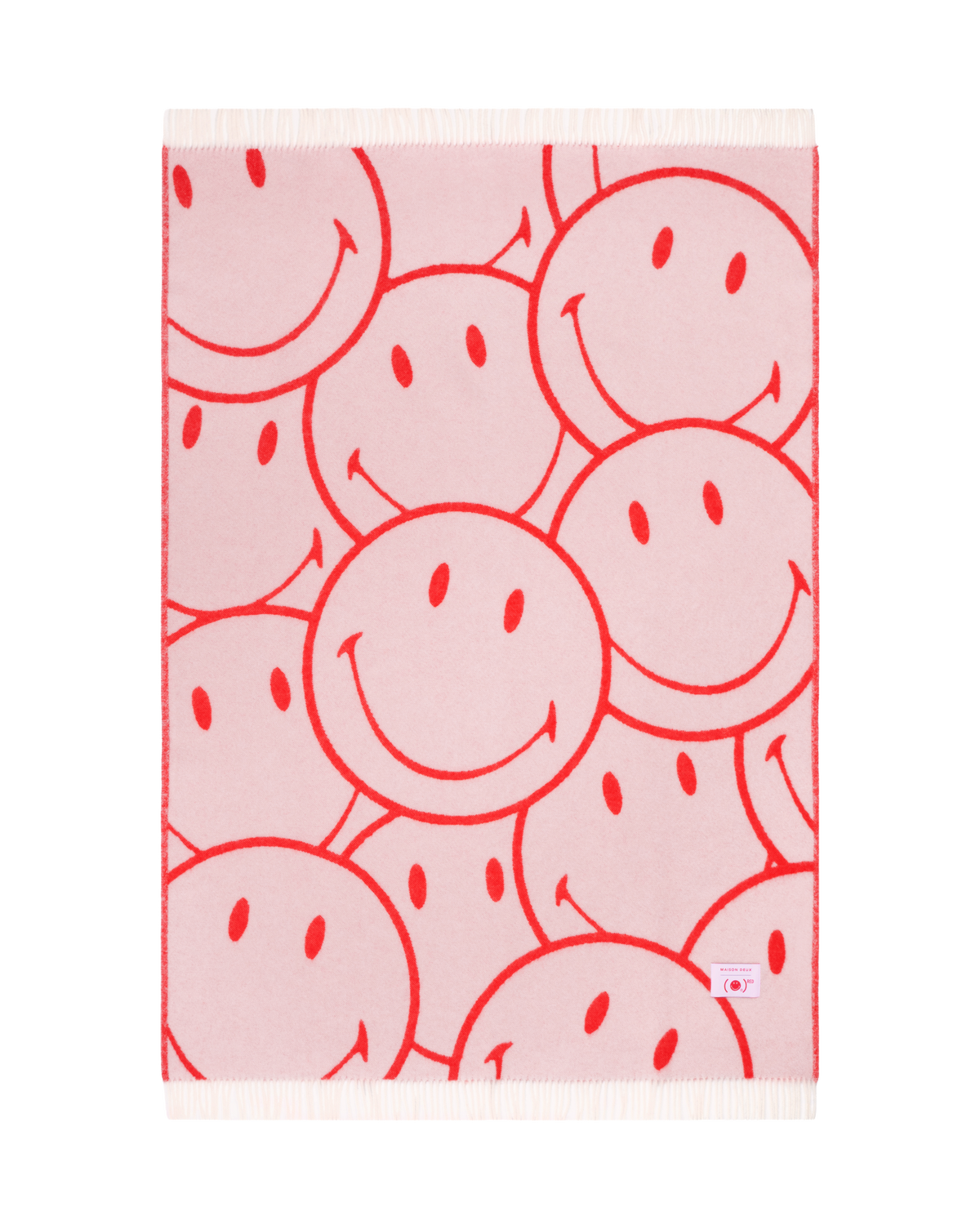 Smiley® (RED) X Maison Deux Blanket Pink Red | New Zealand Wool