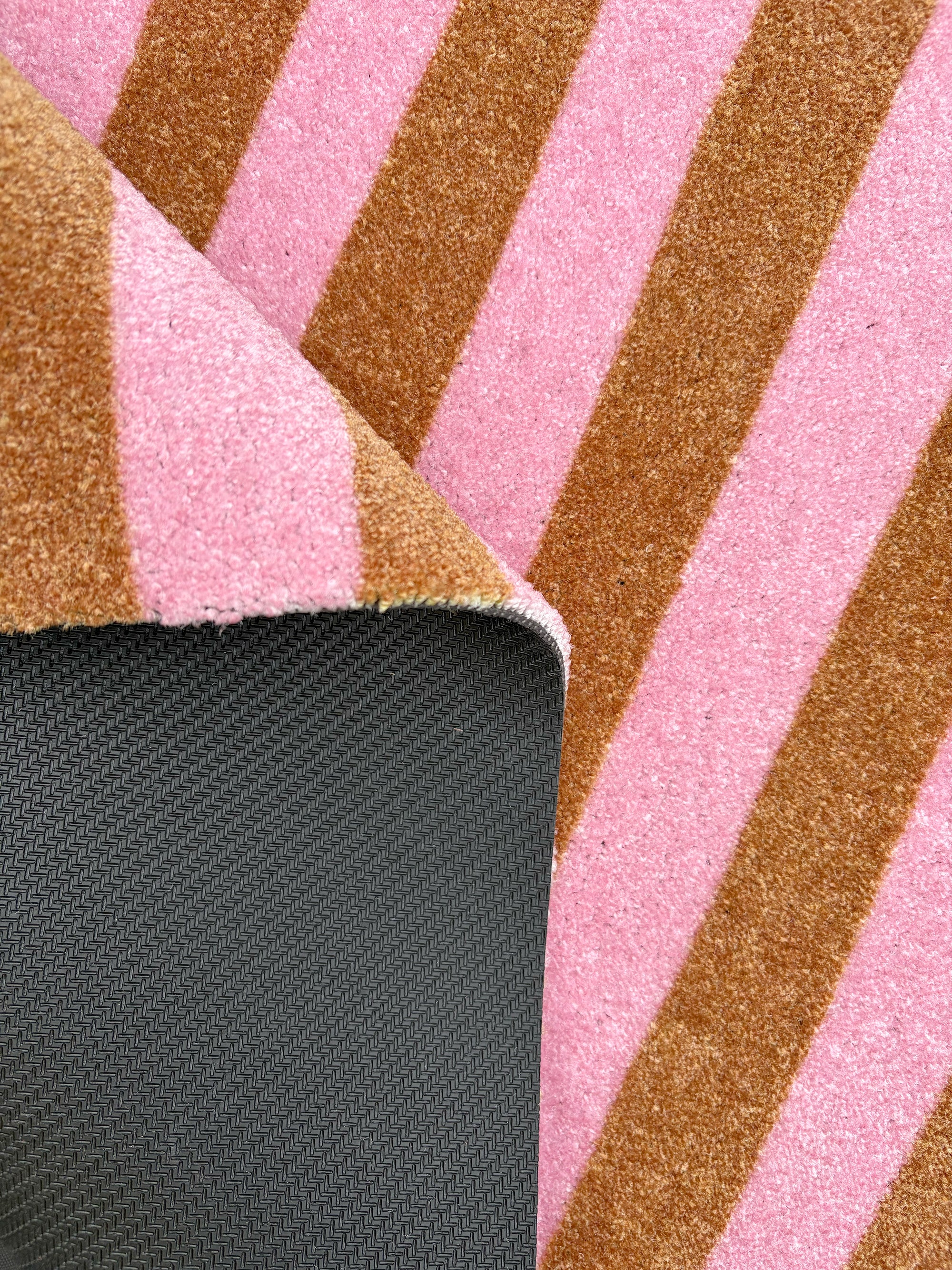 Wobbly Stripe Doormat Pink Toffee