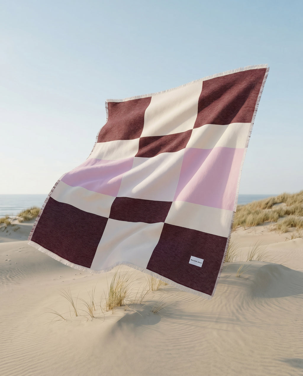 Check Bold Decke Bordeaux-Rosa