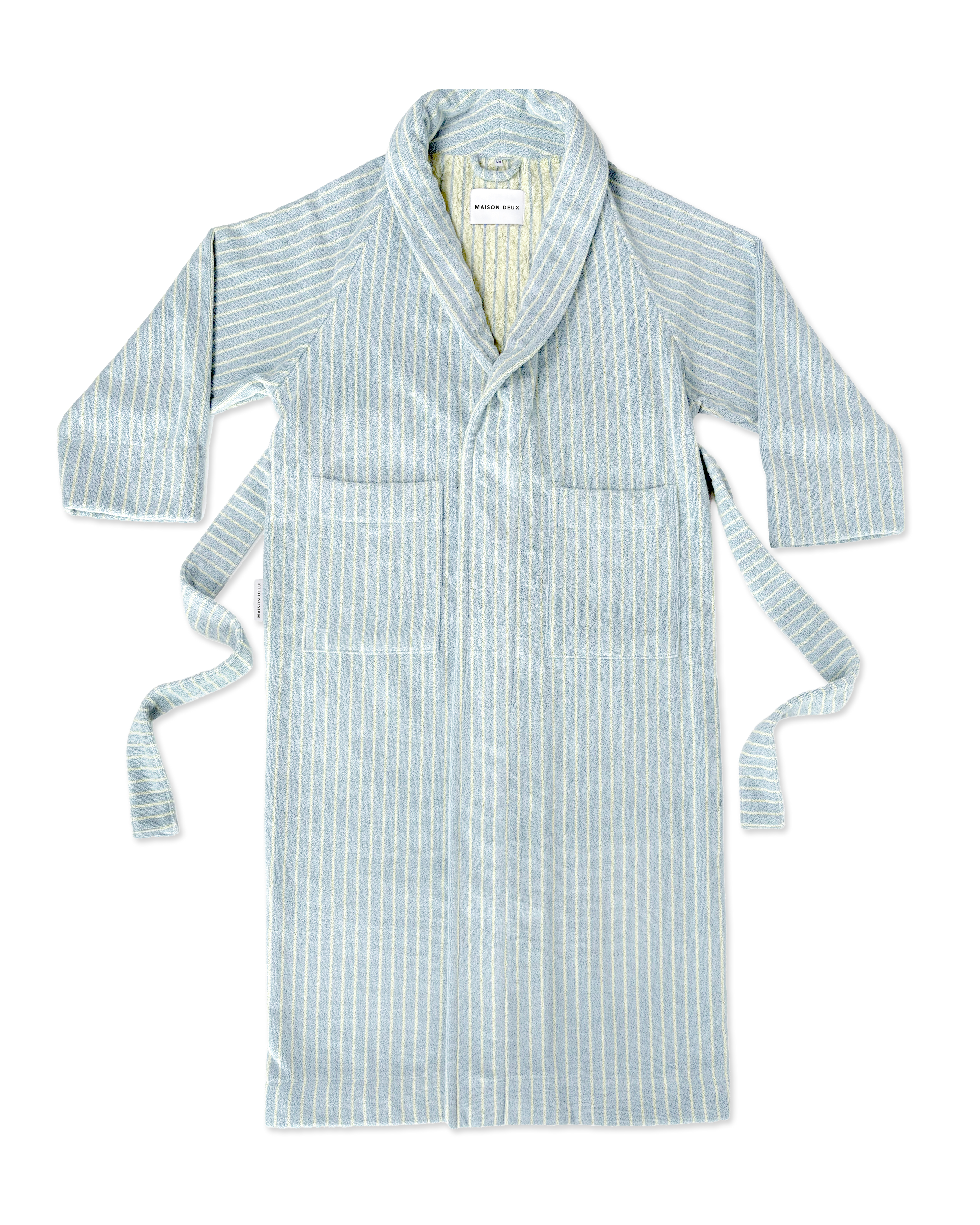 Dual Stripe Bathrobe Blue Butter Yellow