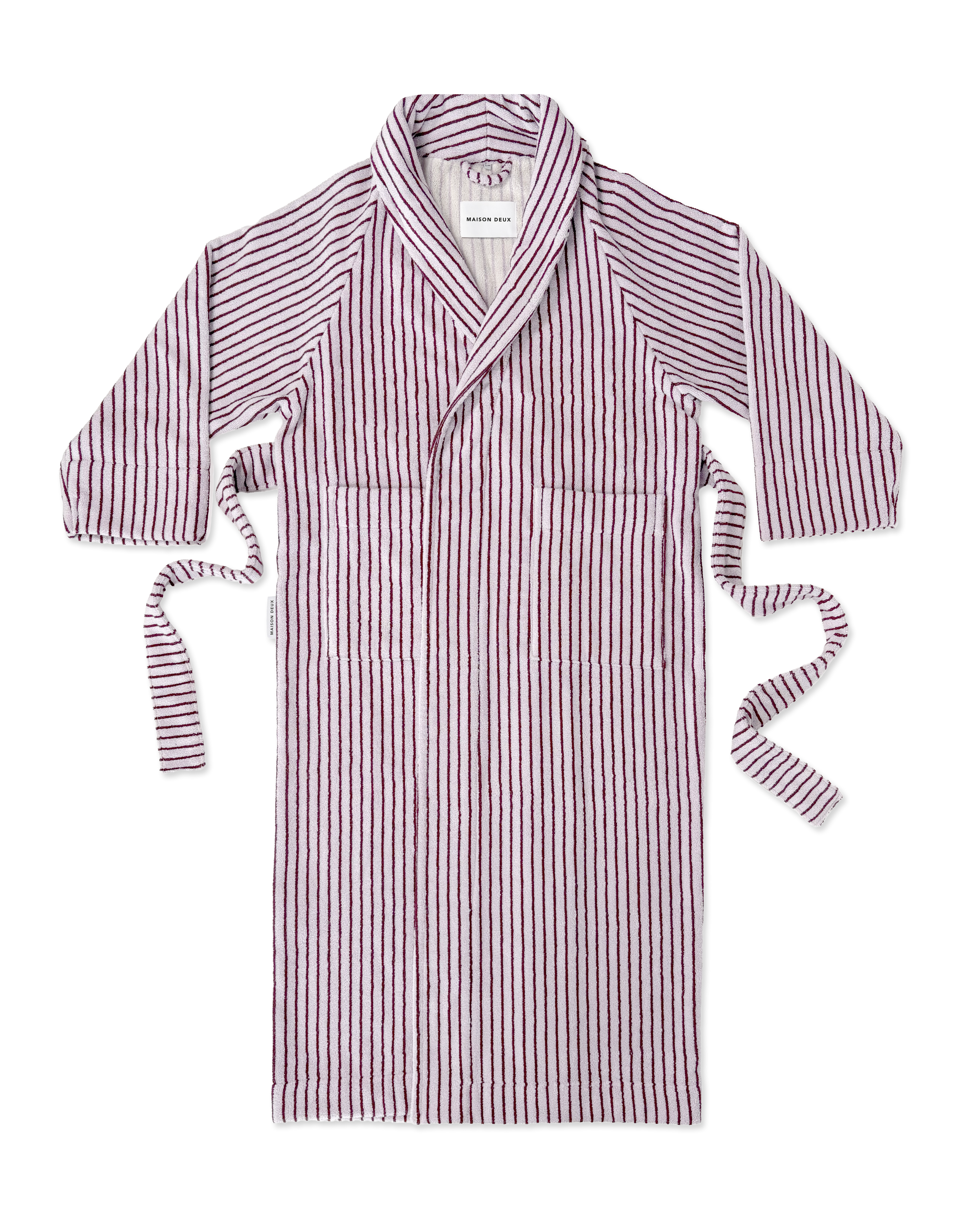 Dual Stripe Bathrobe Lilac Bordo
