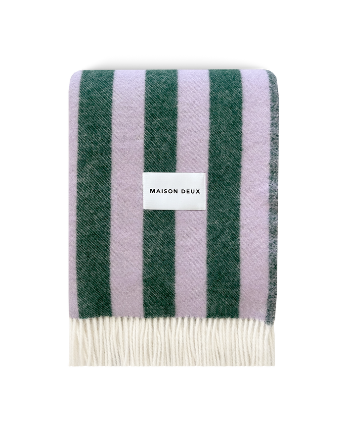 Wool Blanket Stripes - Lilac Green