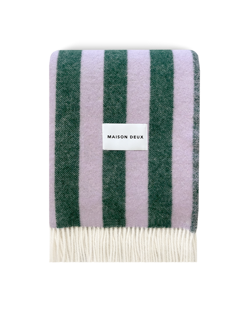 Wool Blanket Stripes - Lilac Green