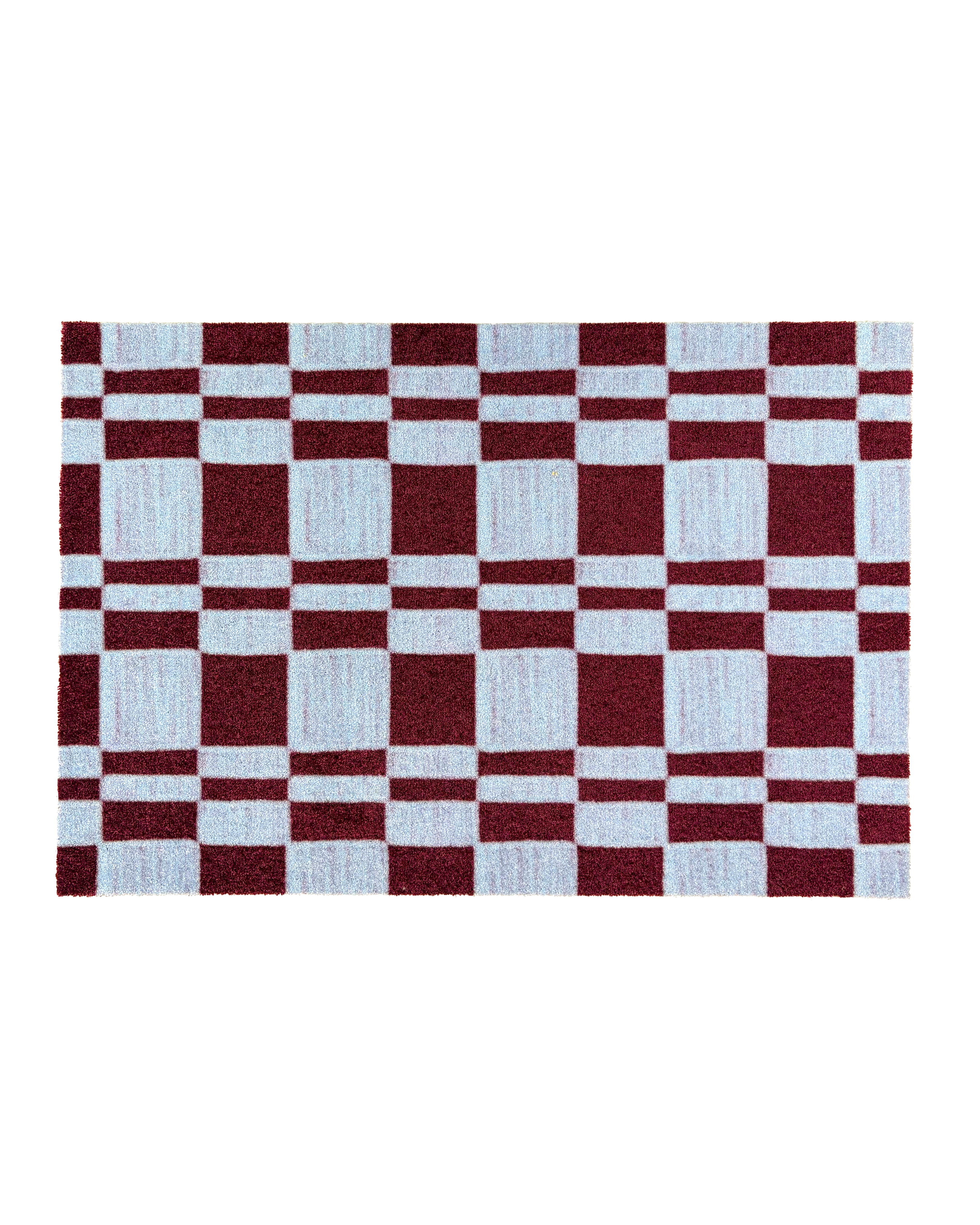 (SAMPLE) Paillasson Chalky Check Bordeaux Bleu Glacé