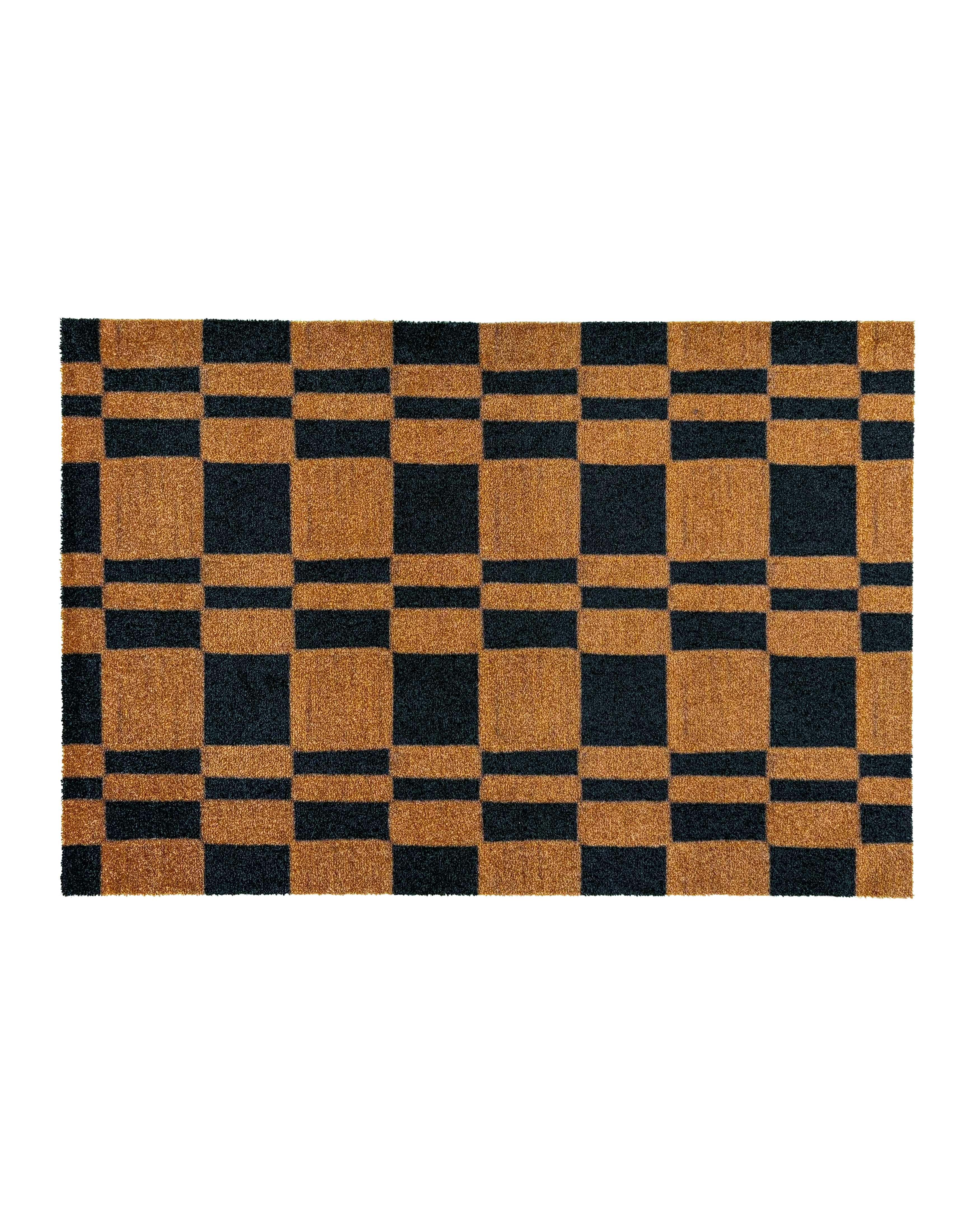 Chalky Check Doormat Black Toffee