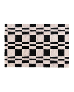 Chalky Check Doormat Black Vanilla
