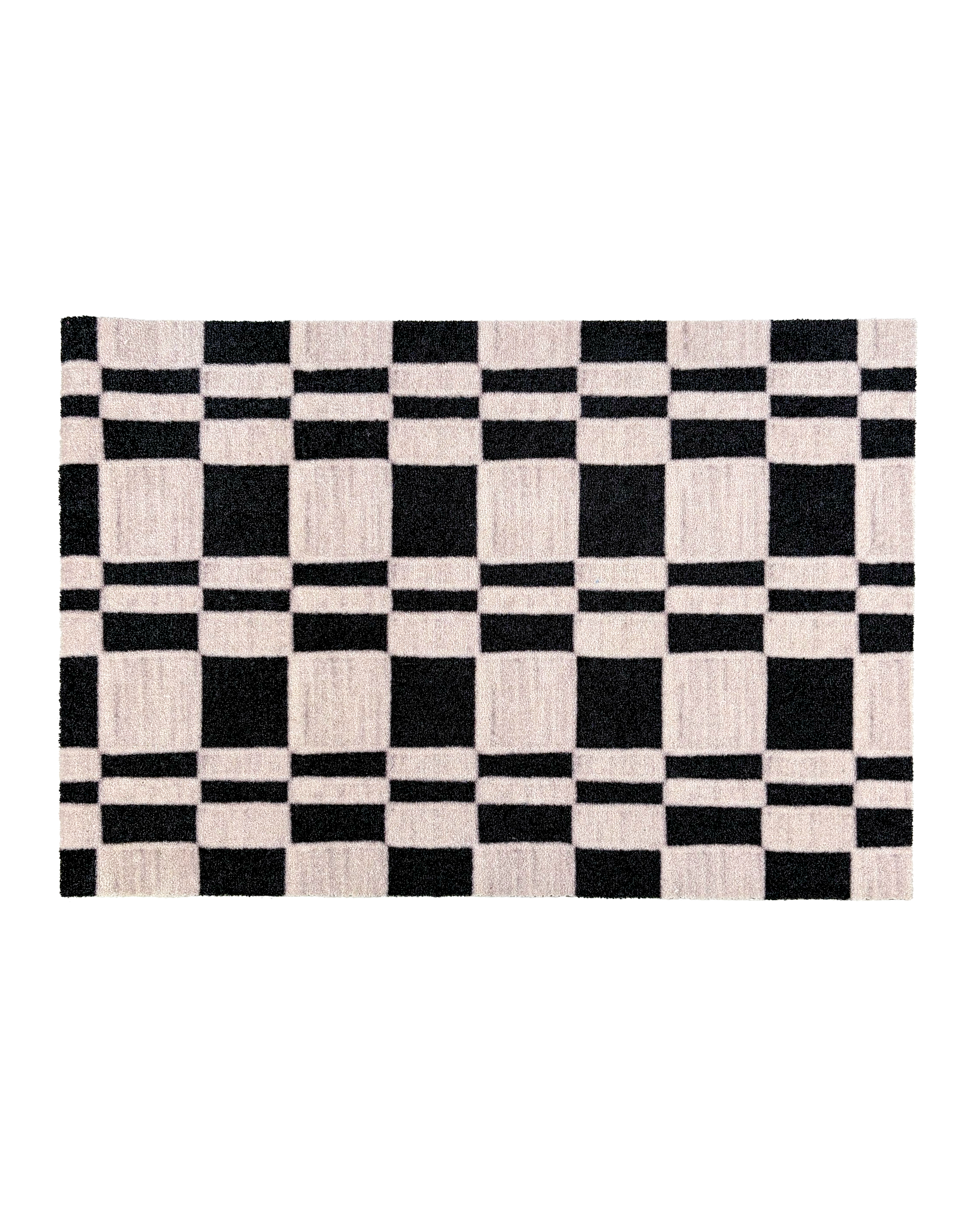Custom Doormat Chalky Check Black White
