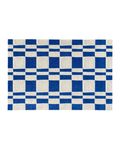 Chalky Check Doormat Cobalt Blue Vanilla