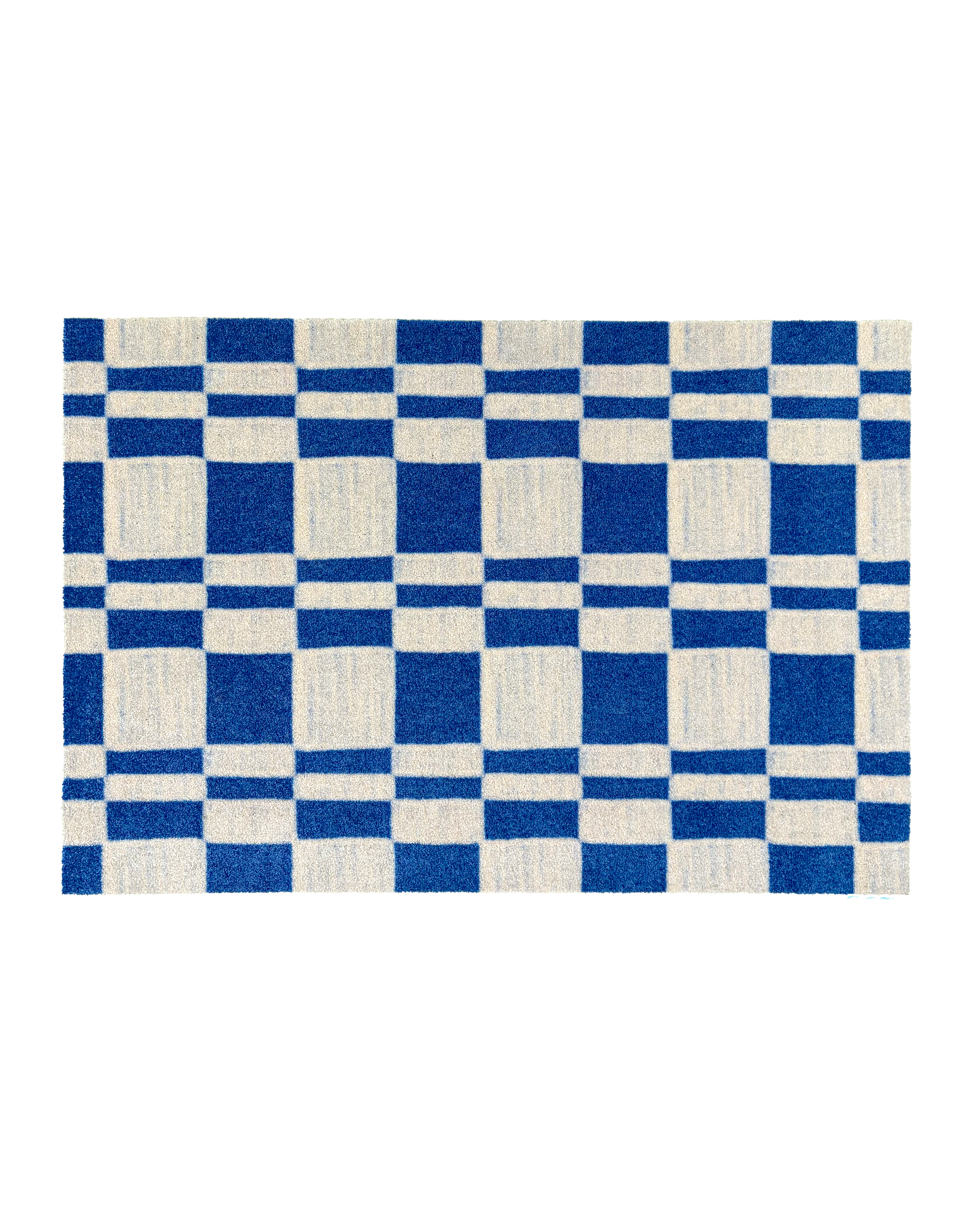 Custom Doormat Chalky Check Cobalt Blue