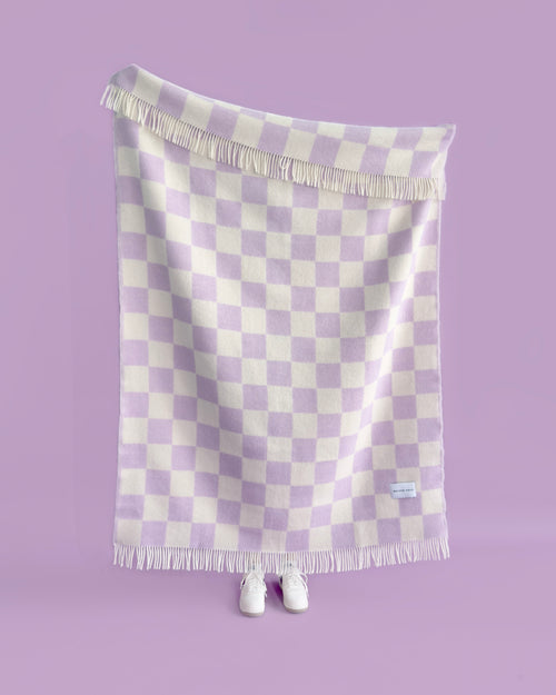 Checkerboard Blanket Lilac White