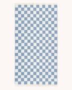 Schachbrettmuster-Decke XL Denim-Weiß