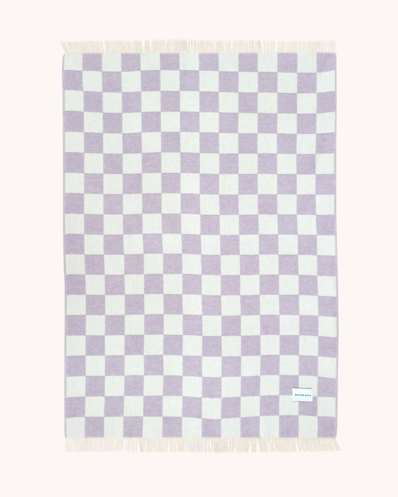 Checkerboard Blanket Lilac White