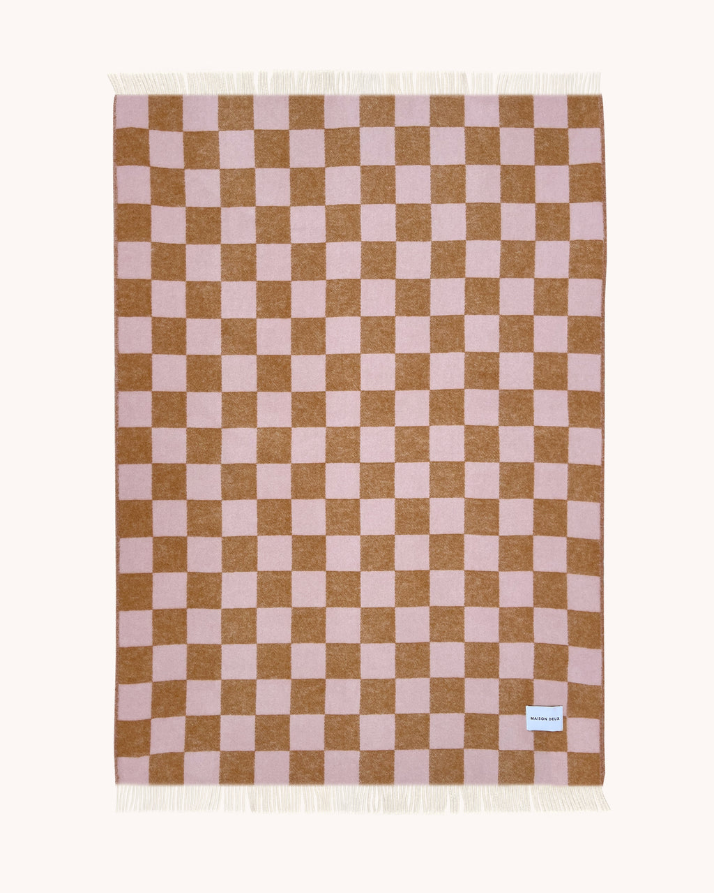 Wool Checkerboard Blanket Terra Pink