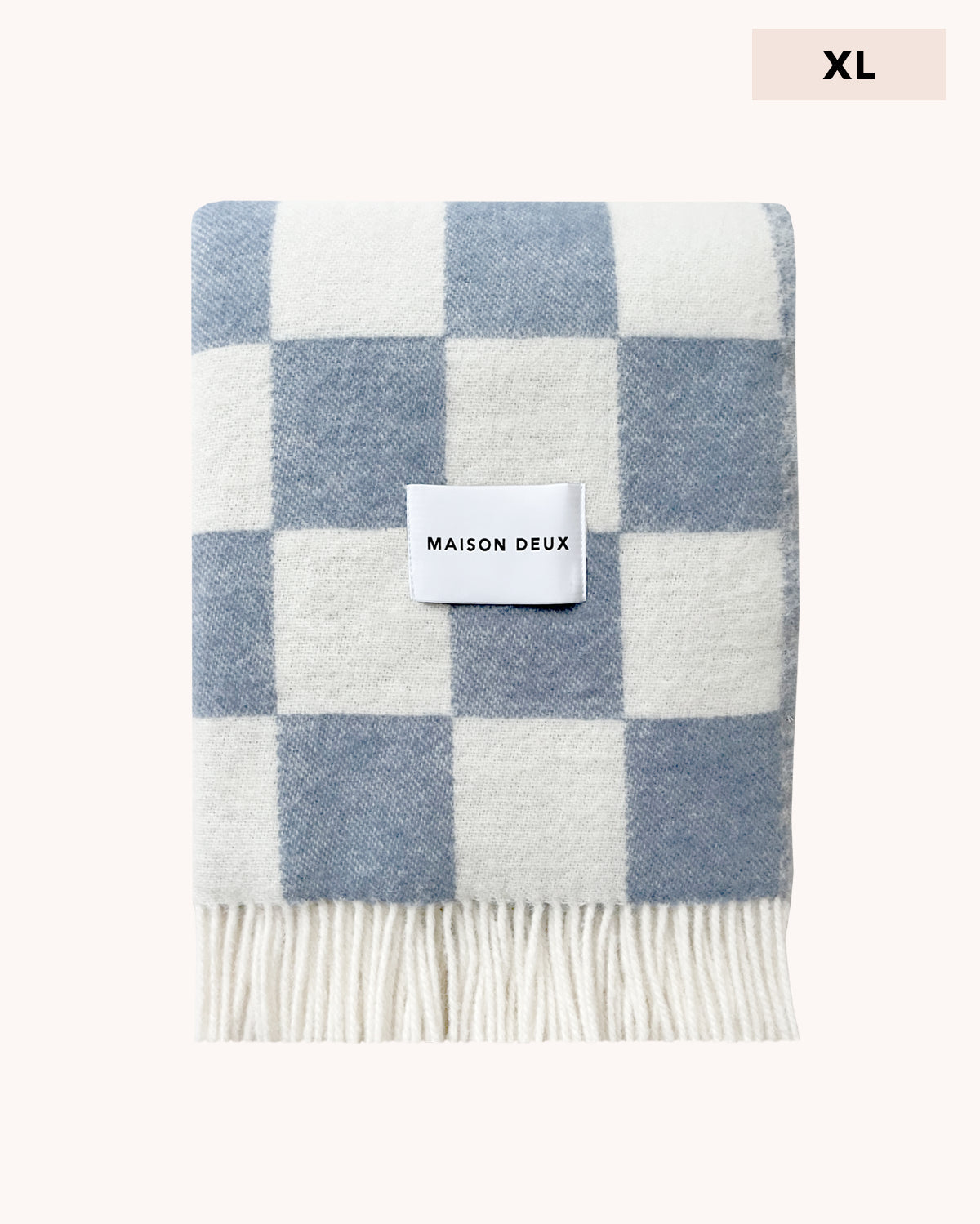 Checkerboard Blanket XL Denim White