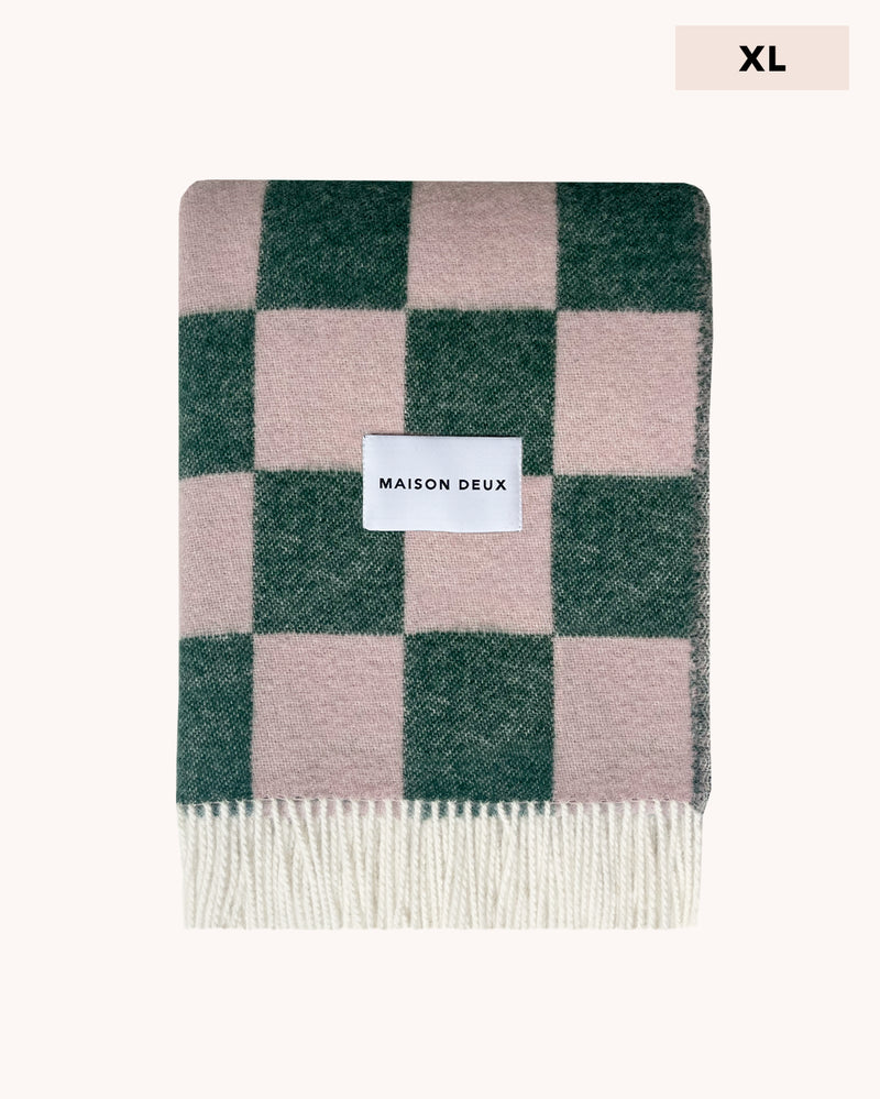 Checkerboard Blanket XL Green Pink