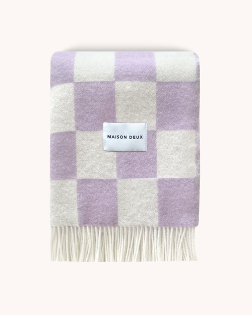 Checkerboard Blanket Lilac White