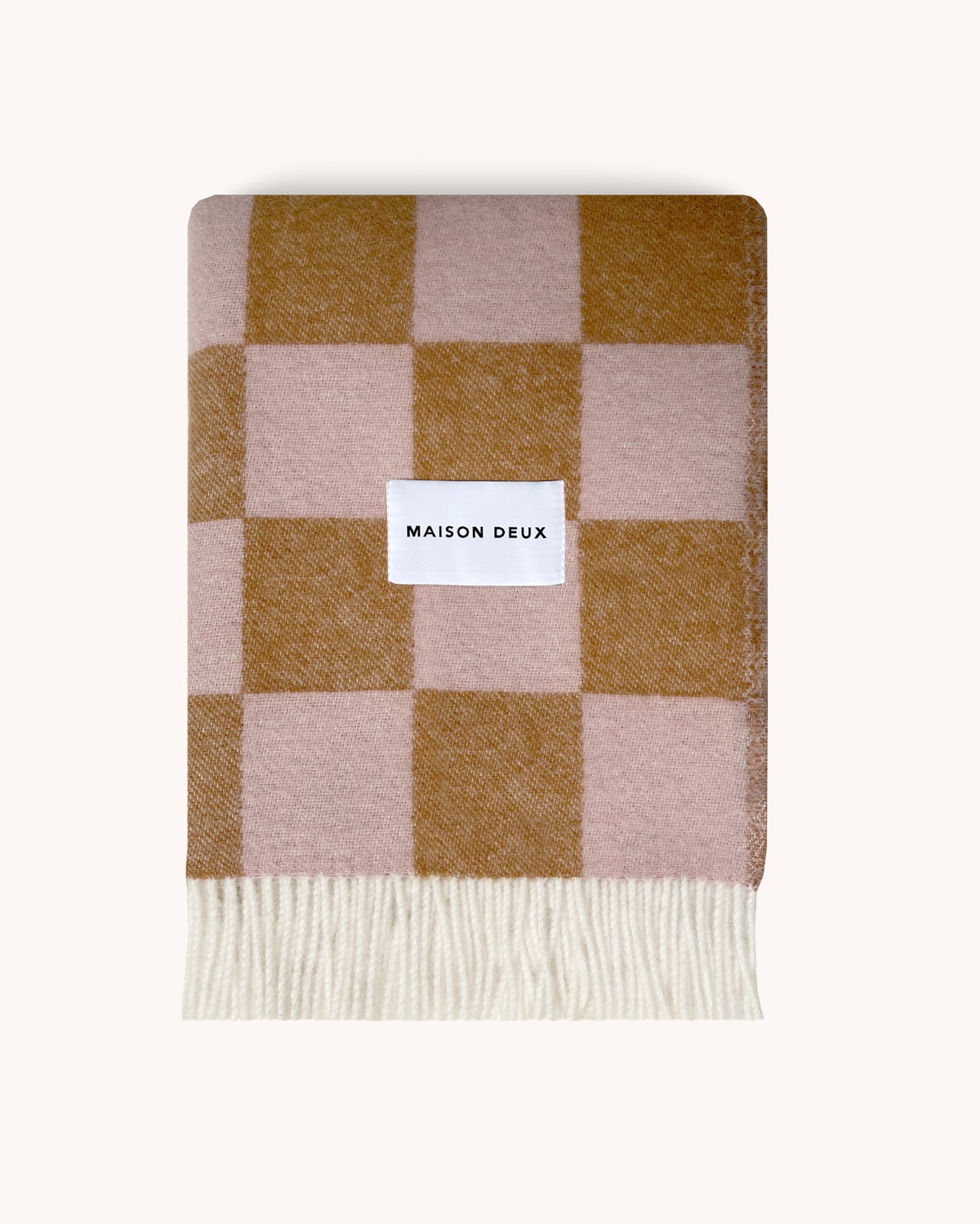 Wool Checkerboard Blanket Terra Pink
