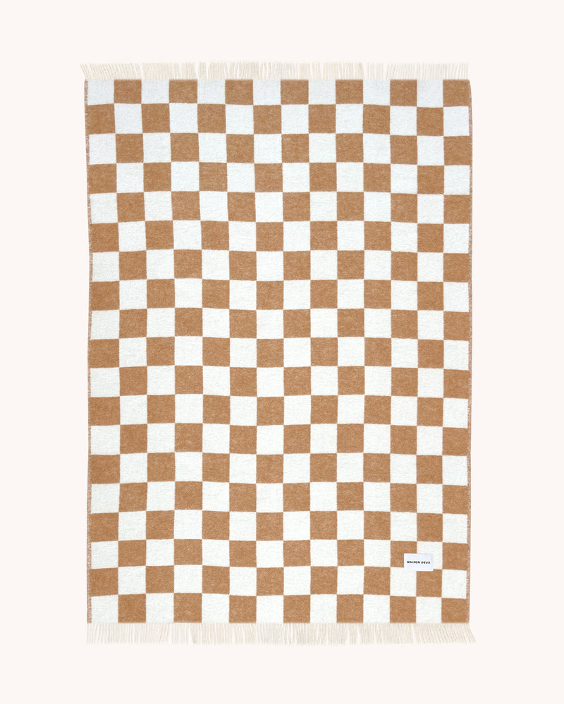 Checkerboard Blanket Terra White