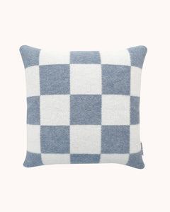 Checkerboard Cushion Cover Denim White