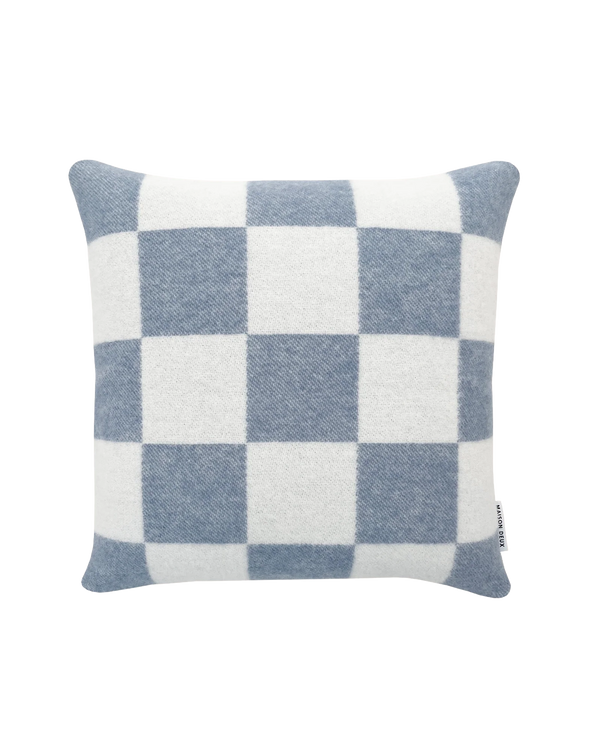 Checkerboard Cushion Cover Denim White