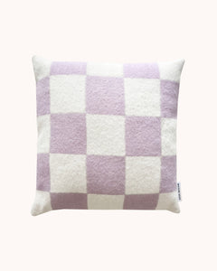 Checkerboard Cushion Cover Lilac White