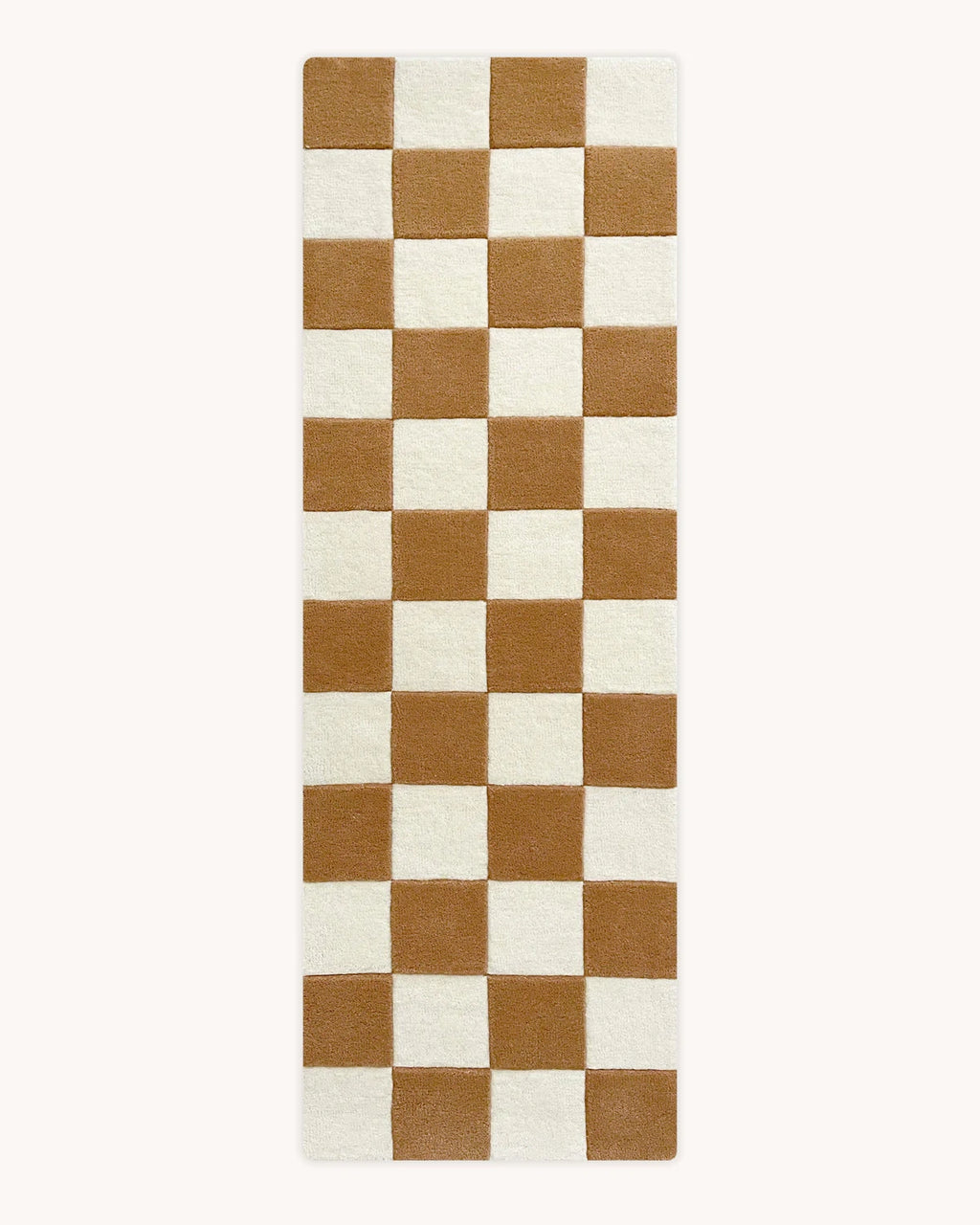 Checkerboard Runner Rug Terra White