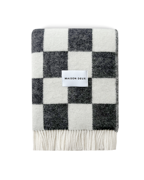 Checkerboard Blanket Black White