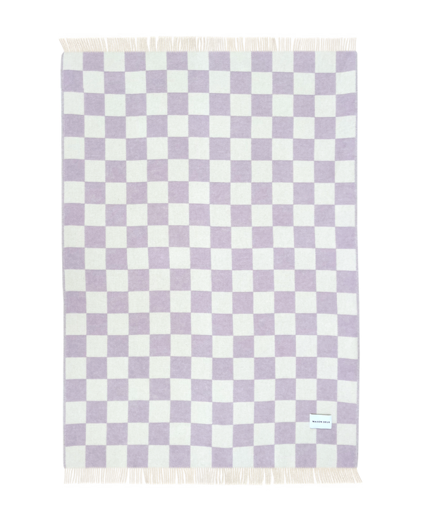 Checkerboard Blanket Lilac White