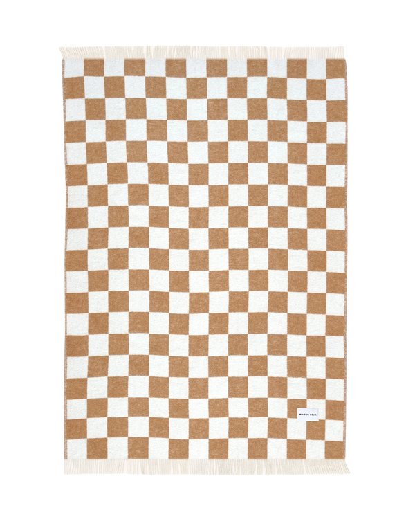 Checkerboard Blanket Terra White