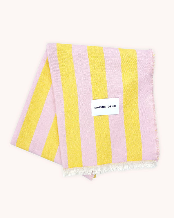 Cotton Blanket Stripe - Pink Yellow