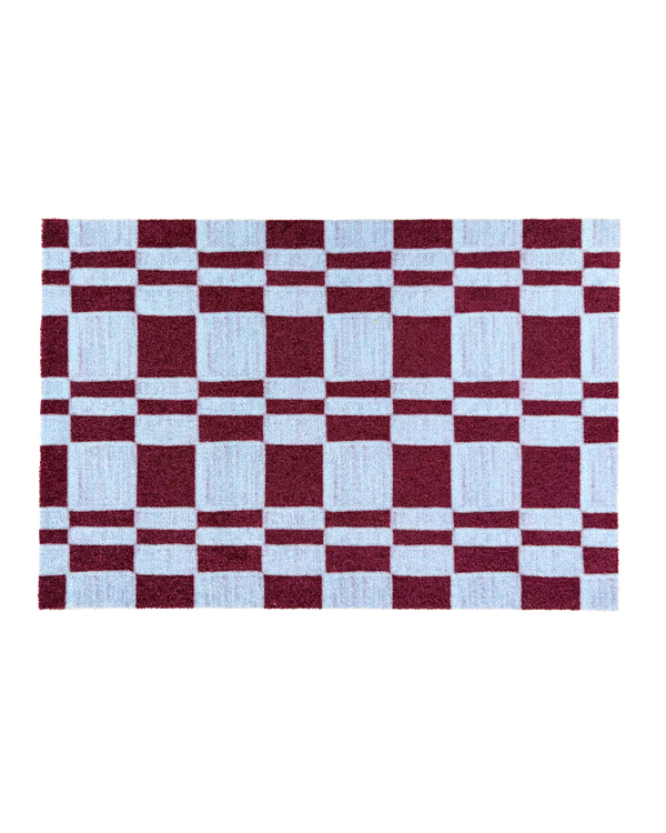 Chalky Check Fußmatte Bordeaux-Eisblau