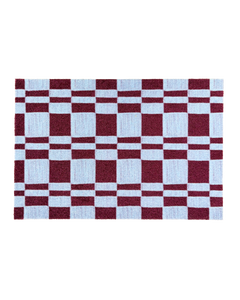 Chalky Check Deurmat Bordeaux IJsblauw