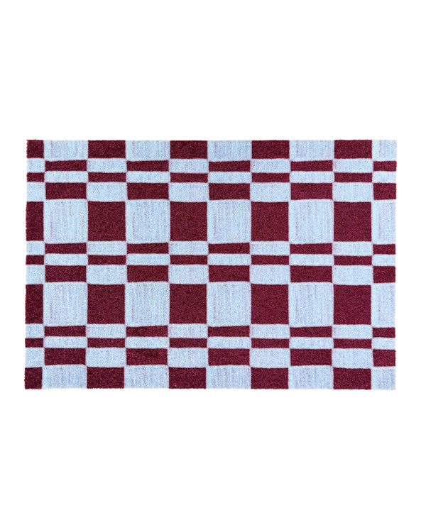 Chalky Check Deurmat Bordeaux IJsblauw