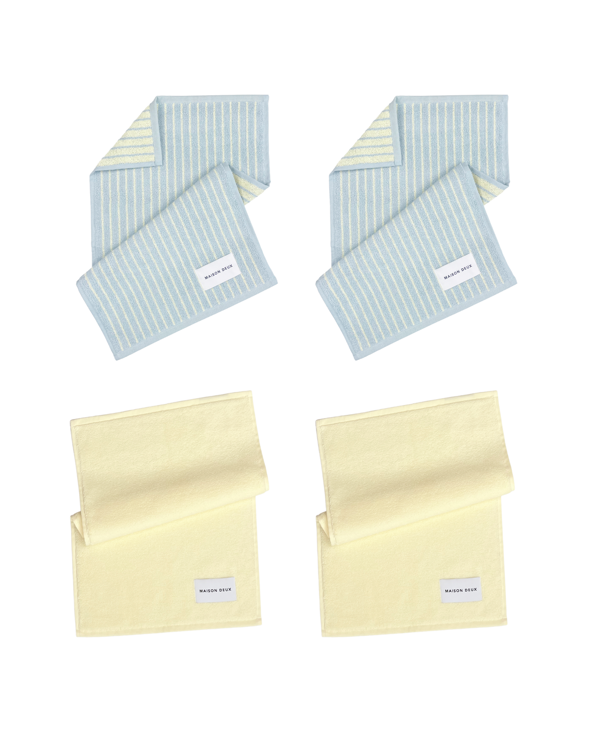 Guest Towel 4-Pack Dual Stripe Blue Butter Yellow